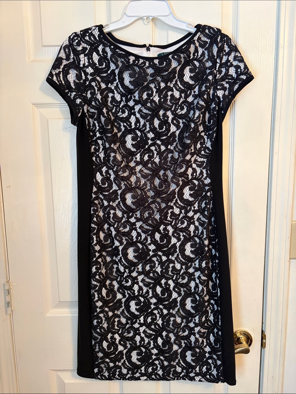 Women’s Lauren by Ralph Lauren Black Lace Sheath Dress Size 12